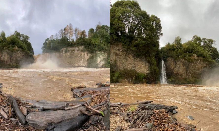 La fuerza de la naturaleza: así luce el imponente Salto Nilahue tras temporal